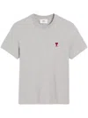 Ami Alexandre Mattiussi Ami Grey Organic Cotton T-shirt With Signature Monogram Motif In Gray
