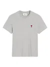 Ami Alexandre Mattiussi Ami Grey Organic Cotton T-shirt With Signature Monogram Motif In Grey