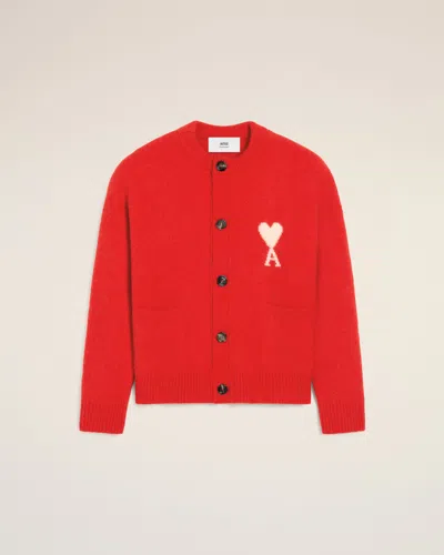Ami Alexandre Mattiussi Red Alpaca Ami De Coeur Cardigan Red
