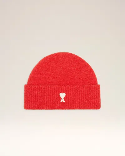 Ami Alexandre Mattiussi Red Alpaga Ami De Coeur Beanie Red