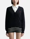 Ami Alexandre Mattiussi Ami V-neck Button-down Cardigan With Subtle Red Emblem In Blue