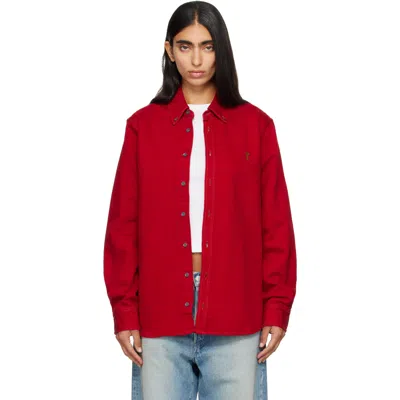 Ami Alexandre Mattiussi Red Ami De Coeur Cotton Shirt