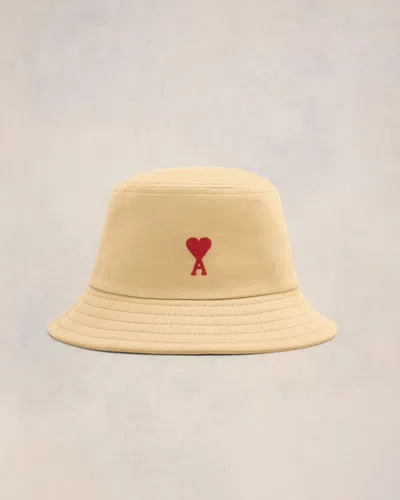 Ami Alexandre Mattiussi Ami Paris Ami De Coeur Embroidery Bucket Hat In Beige