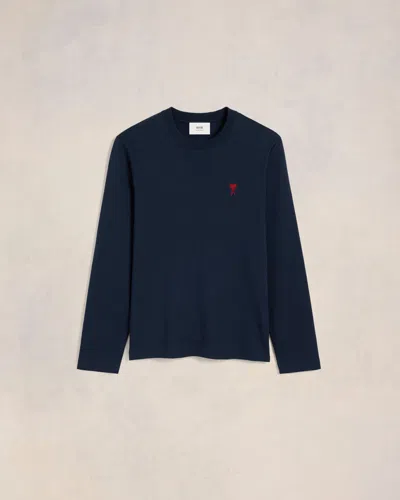 AMI ALEXANDRE MATTIUSSI NAVY COTTON AMI DE CŒUR T-SHIRT BLUE