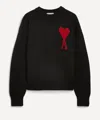 Ami Alexandre Mattiussi Red Ami De Coeur Merino Wool Jumper In Black
