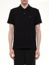 Ami Alexandre Mattiussi Ami Paris Men Black Polo Shirt With Adc Embroidery At The Front In Cotton Man In Black