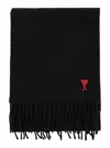 Ami Alexandre Mattiussi Red Ami De Coeur Scarf In Black