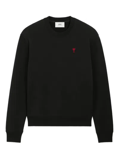Ami Alexandre Mattiussi Red "ami De Coeur" Sweatshirt In Black