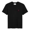Ami Alexandre Mattiussi Ami Paris Men Black T-shirt With Ami De Coeur Embroidery On The Front In Cotton Man In Black
