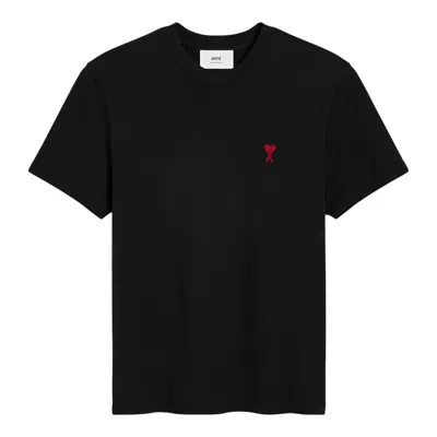 Ami Alexandre Mattiussi Ami Paris Men Black T-shirt With Ami De Coeur Embroidery On The Front In Cotton Man