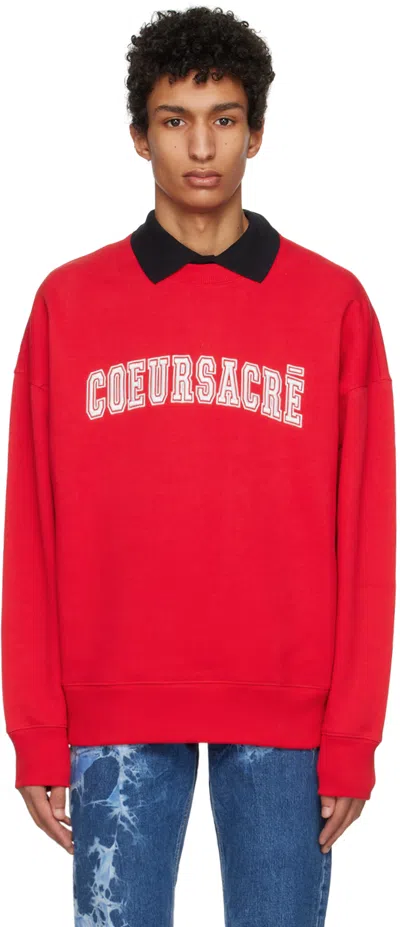 Ami Alexandre Mattiussi Red 'cœur Sacré' Sweatshirt In Scarlet Red/681