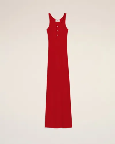 Ami Alexandre Mattiussi Red Light Ribbed Jersey Long Tankop Dress Red In Poppy