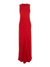 Ami Alexandre Mattiussi Ami Paris Red Long Sleeveless Dress With Round Neck In Viscose Blend Woman In Red