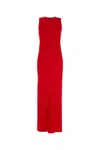 Ami Alexandre Mattiussi Ami Paris Red Long Sleeveless Dress With Round Neck In Viscose Blend Woman In Red