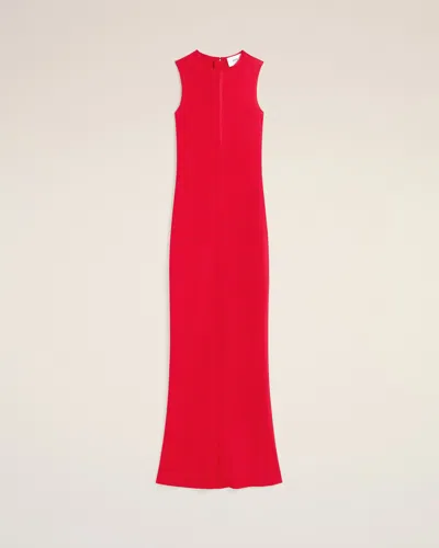 AMI ALEXANDRE MATTIUSSI RED LONG STRAIGHT DRESS RED