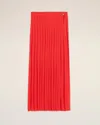 Ami Alexandre Mattiussi Red Silk Long Pleated Skirt Red In Red