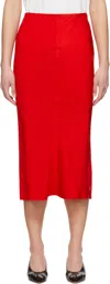 Ami Alexandre Mattiussi Ami Paris Straight Midi Skirt In Coquelicot/632