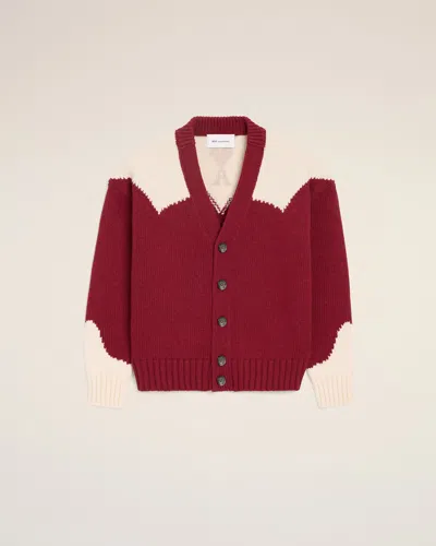 Ami Alexandre Mattiussi Red Wool Ami De Coeur Cardigan Red