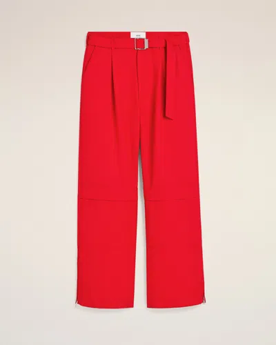 Ami Alexandre Mattiussi Red Wool Cargo Trousers Red In Poppy