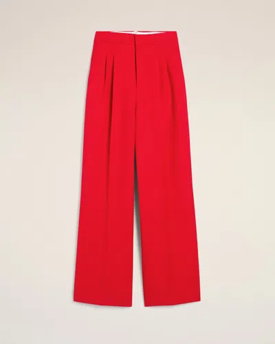 Ami Alexandre Mattiussi Red Wool High Waist Large Trousers Red In Poppy