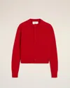 Ami Alexandre Mattiussi Red Wool Knit Ami De Coeur Crewneck Cardigan Red In Poppy
