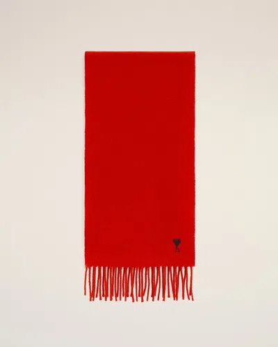 Ami Alexandre Mattiussi Red Wool Scarf With Ami De Coeur Red In Burgundy