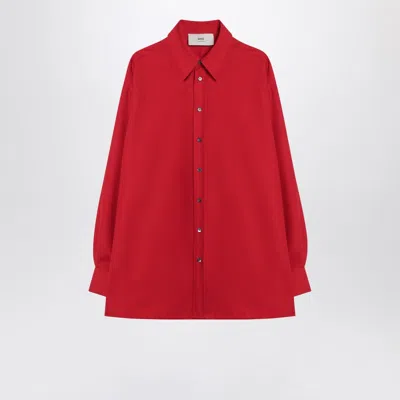AMI ALEXANDRE MATTIUSSI RED WOOL SHIRT
