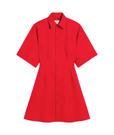 Ami Alexandre Mattiussi Ami Paris Short-sleeved Shirtdress In Coquelicot