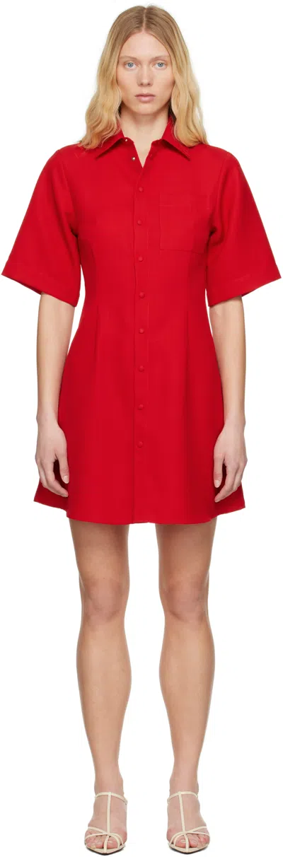 Ami Alexandre Mattiussi Ami Paris Short-sleeved Shirtdress In Coquelicot