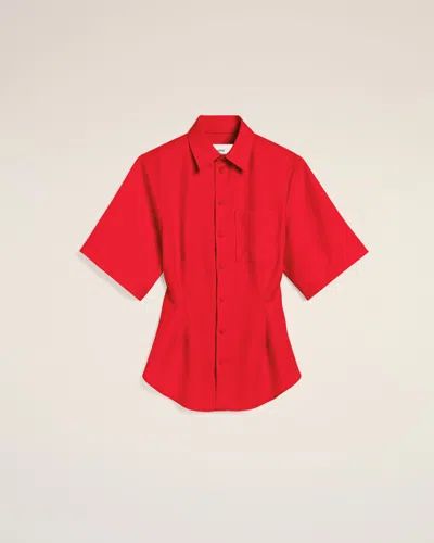 Ami Alexandre Mattiussi Red Wool Short Sleeves Shirt Red In Poppy