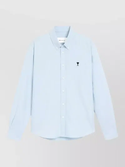 Ami Alexandre Mattiussi Regular Fit Shirt Long Sleeves Button Down Collar In Blue