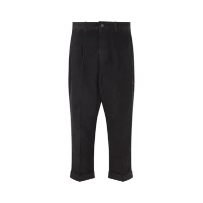 Ami Alexandre Mattiussi Relaxed Fit Black Ribbed Corduroy Trousers