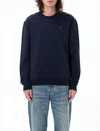 Ami Alexandre Mattiussi Relaxed-fit Cotton Sweatshirt With Embroidered Heart In Black