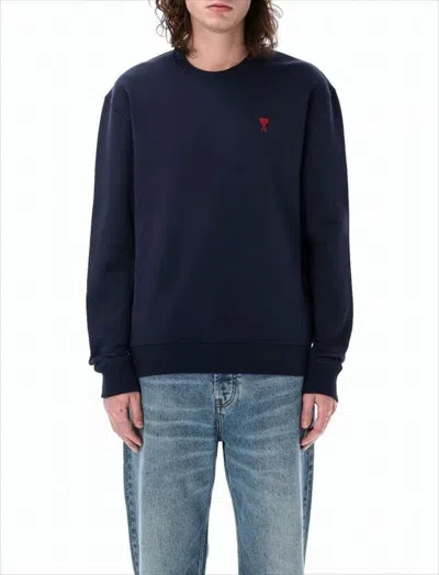 AMI ALEXANDRE MATTIUSSI RELAXED-FIT COTTON SWEATSHIRT WITH EMBROIDERED HEART