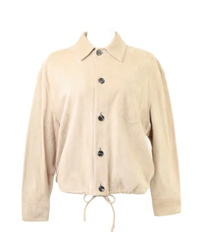 Ami Alexandre Mattiussi Relaxed Fit Goat Leather Jacket In Neutral