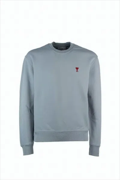 Ami Alexandre Mattiussi Relaxed Fit Long-sleeve Crewneck Sweatshirt With Embroidered Heart In White