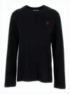Ami Alexandre Mattiussi Relaxed-fit Long Sleeve T-shirt With Embroidered Detail In Black