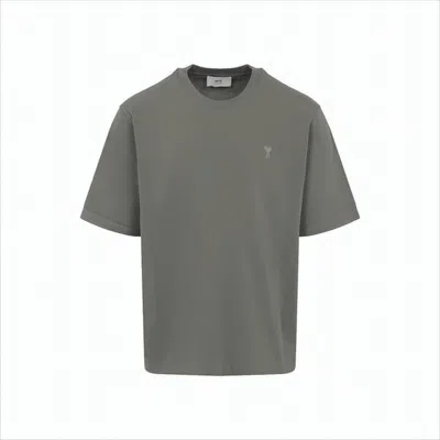 Ami Alexandre Mattiussi Relaxed Fit Short-sleeved T-shirt With Embroidered Logo In Gray