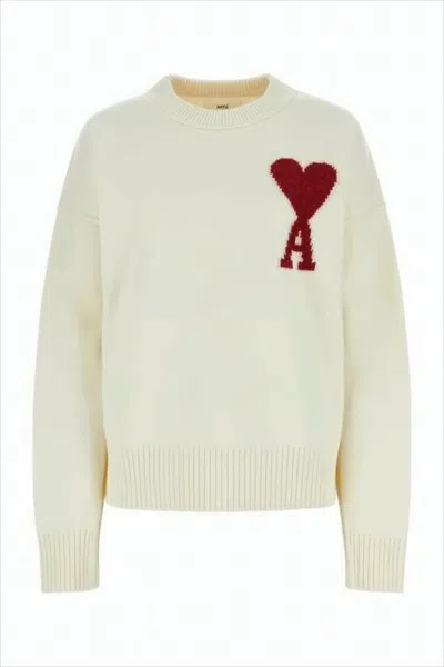 AMI ALEXANDRE MATTIUSSI RELAXED-FIT WOOL SWEATER WITH HEART MOTIF
