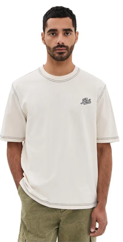 Ami Alexandre Mattiussi Retro Logo Tee White Cream In 136 White Cream
