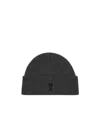 Ami Alexandre Mattiussi Ami Paris Ami Paris De Coeur Grey Wool Beanie In Gray