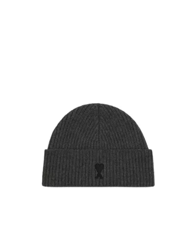 Ami Alexandre Mattiussi Ribbed Beanie In Black
