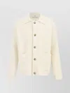 Ami Alexandre Mattiussi Ribbed Cardigan With Long Sleeves And Pockets In Neutral
