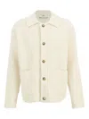 Ami Alexandre Mattiussi Ribbed Collar Cardigan In Neutral