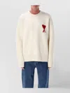 Ami Alexandre Mattiussi Ami Paris Ami Heart Design Wool Sweater In Intarsia Knit In White