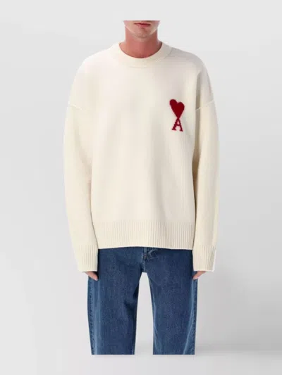 Ami Alexandre Mattiussi Ribbed Collar Knitwear Sweater In Neutral