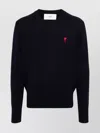 Ami Alexandre Mattiussi Ami Paris Ami De Coeur Wool Crewneck Sweater In Black