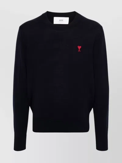 AMI ALEXANDRE MATTIUSSI RIBBED CREWNECK KNIT SWEATER