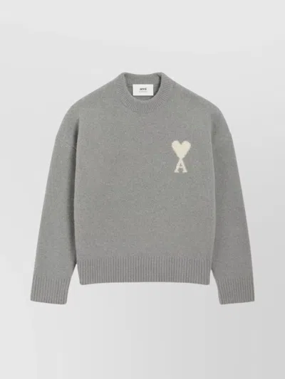 AMI ALEXANDRE MATTIUSSI RIBBED CREWNECK SWEATER WITH LONG SLEEVES