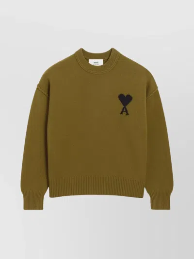AMI ALEXANDRE MATTIUSSI RIBBED CREWNECK SWEATER WITH LONG SLEEVES